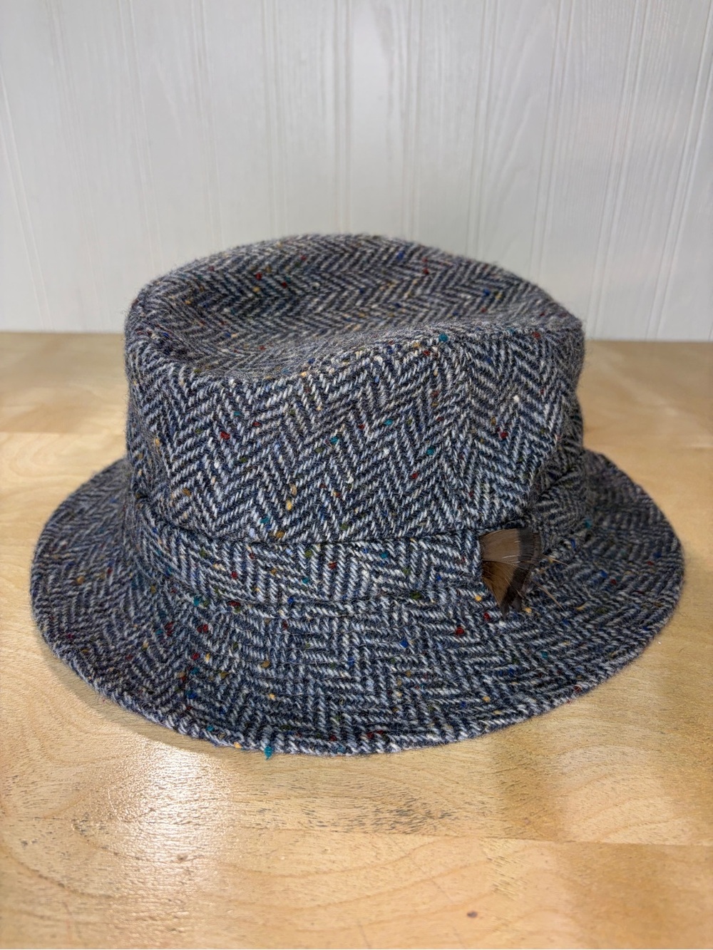 Vintage John Hanly & Co.Ltd. Irish Woven Pure New Wool Tweed Walking Hat - Gray
